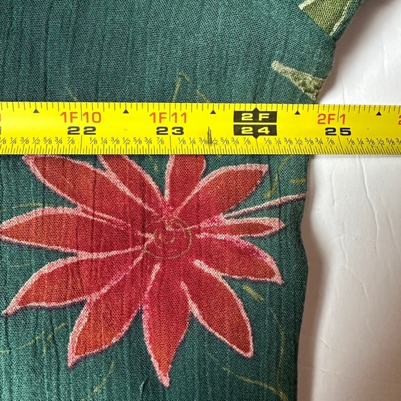 Alfred Dunner Vintage Shirt Sz 14 Floral Green and Orange Casual Button Down - Picture 4 of 6